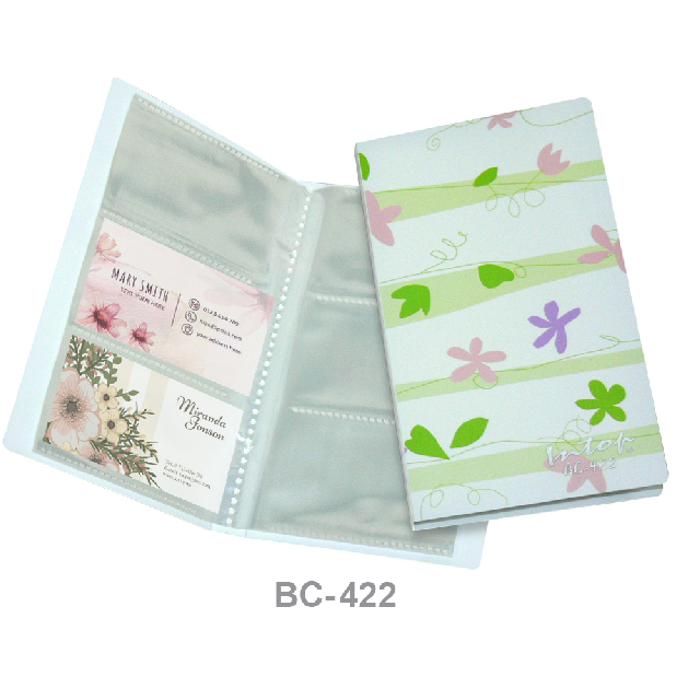 แฟ้มใส่นามบัตร Card Album 60ช่อง ลายฟลาวเวอร์ (เขียว) #BC-422