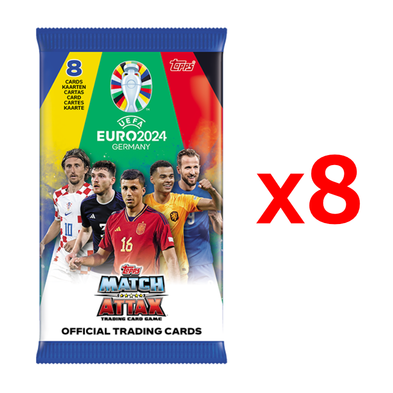 EURO 2024 Match Attax Cards x 8 Packs / การ์ดแมตช์แอทแทค ฟุตบอลยูโร 2024 ซองสุ่ม (8 ซอง)