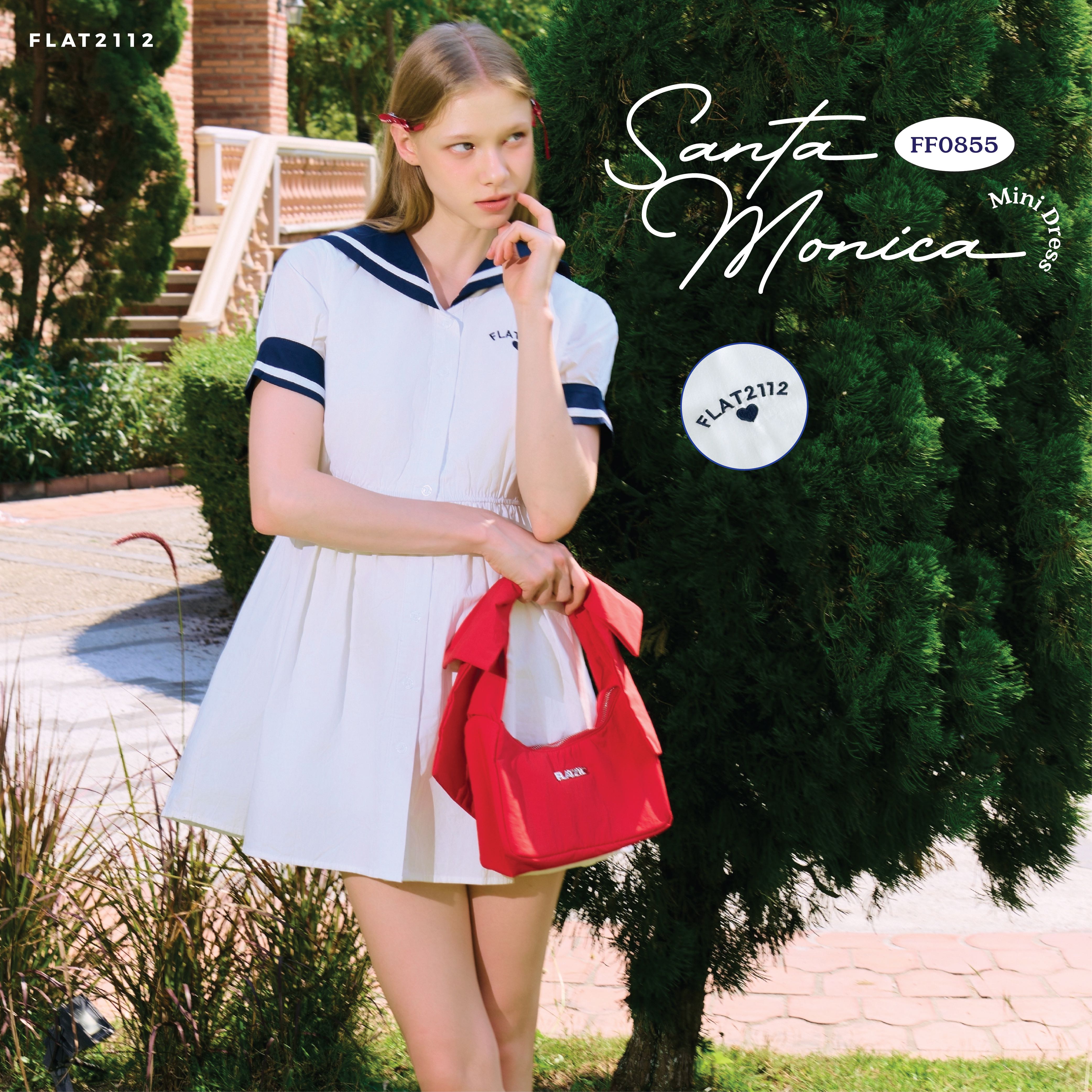 FLAT2112 FF0855 : SANTA MONICA MINI DRESS  มินิเดรสปกกะลาสี เดรสสั้น เดรสออกงาน