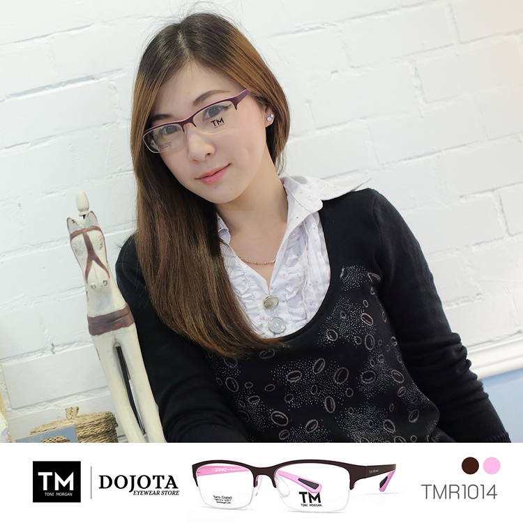 กรอบแว่นตาครึ่งกรอบ Toni Morgan รุ่น TMR1014  สีม่วงเข้ม/ชมพู