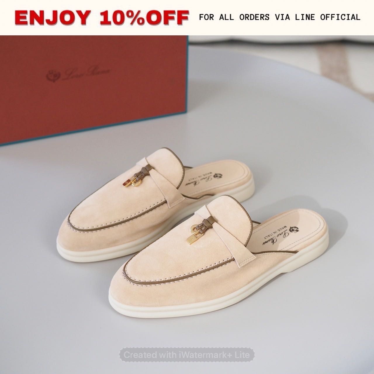 NEW! LORO PIANA Babouche Charms Walk Loafers สี Natural Light Camel | Shoes