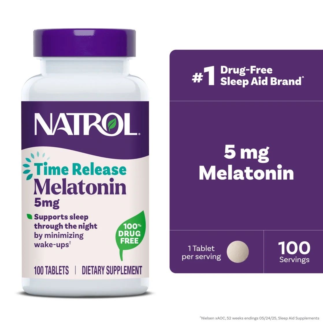 Melatomin 5mg time release Natrol เมลาโทมิน 100เม็ด