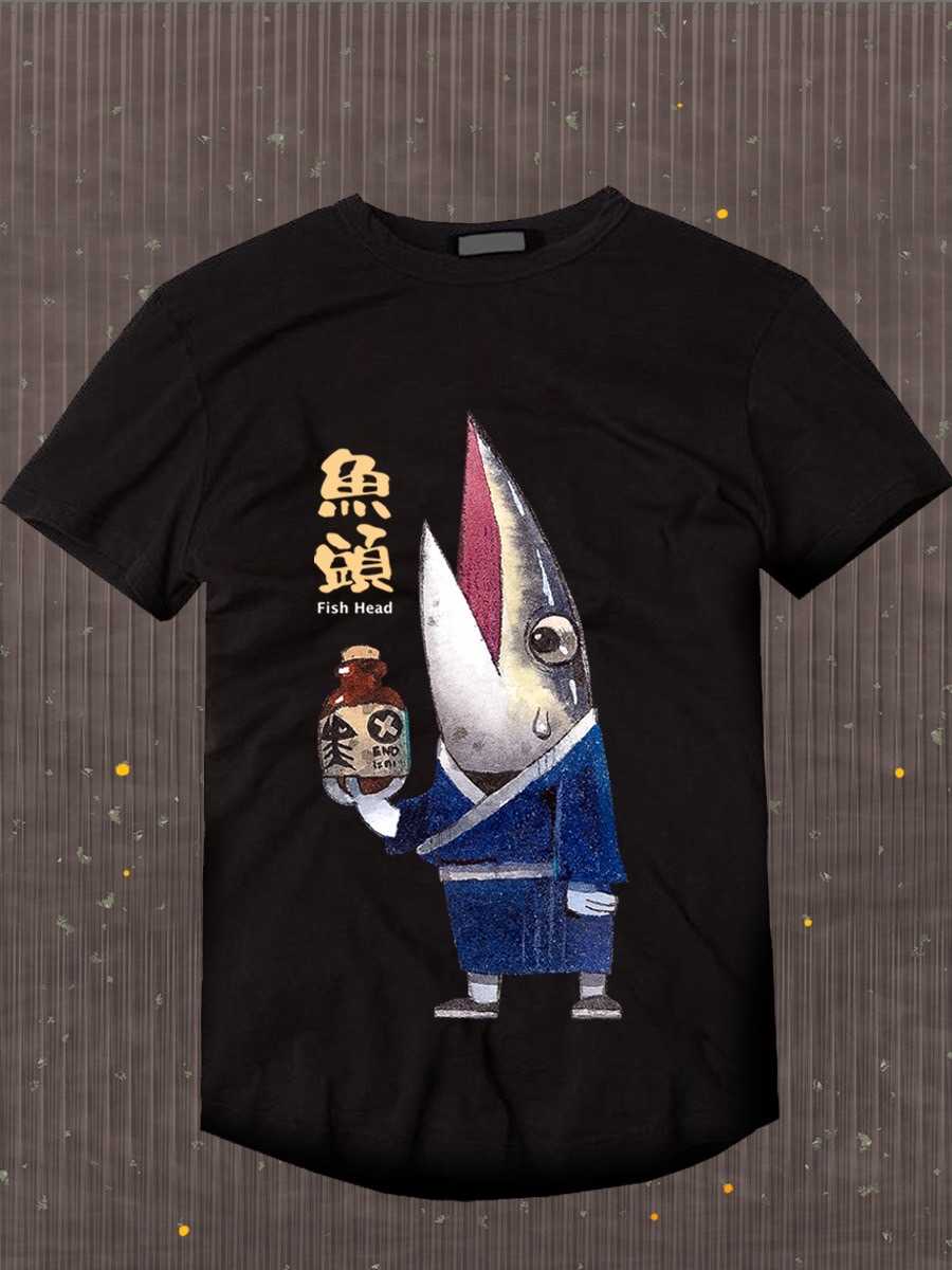 เสื้อลายเด็กเสิร์ฟปลาซิว ⚫️ เสื้อสีดำ Collection 'FishHead'