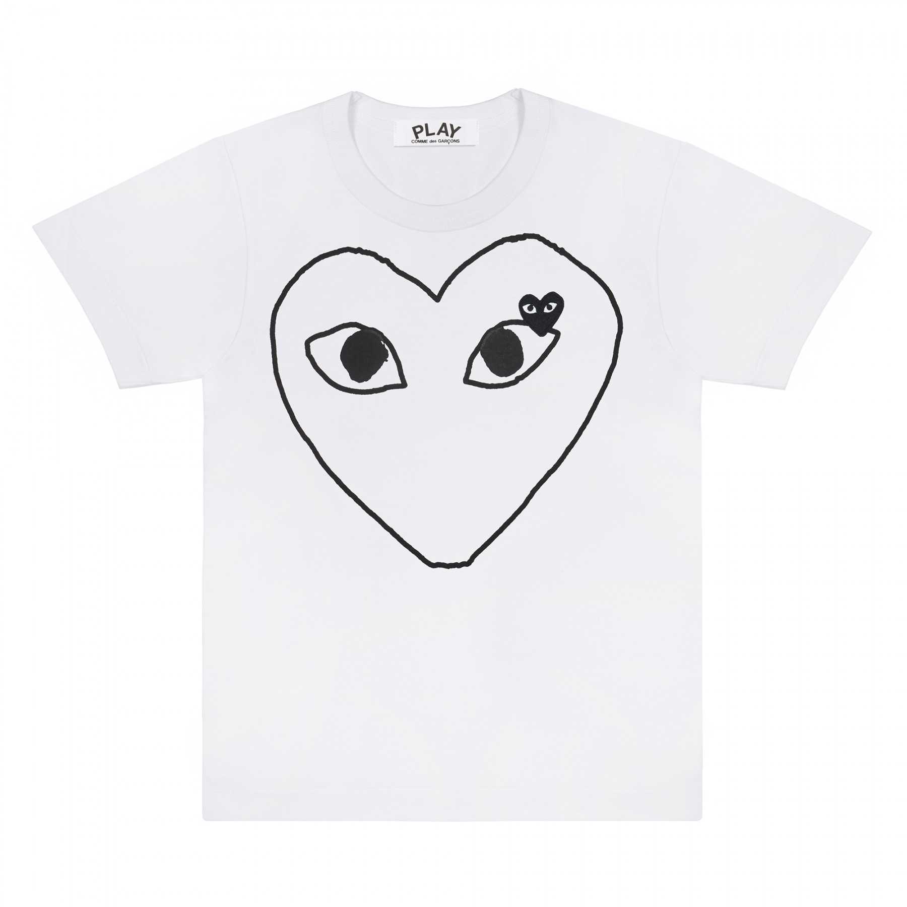 PLAY COMME des GARÇONS : เสื้อยืด Play Comme พื้นหัวใจเส้น (ของแท้จากญี่ปุ่น 100%)