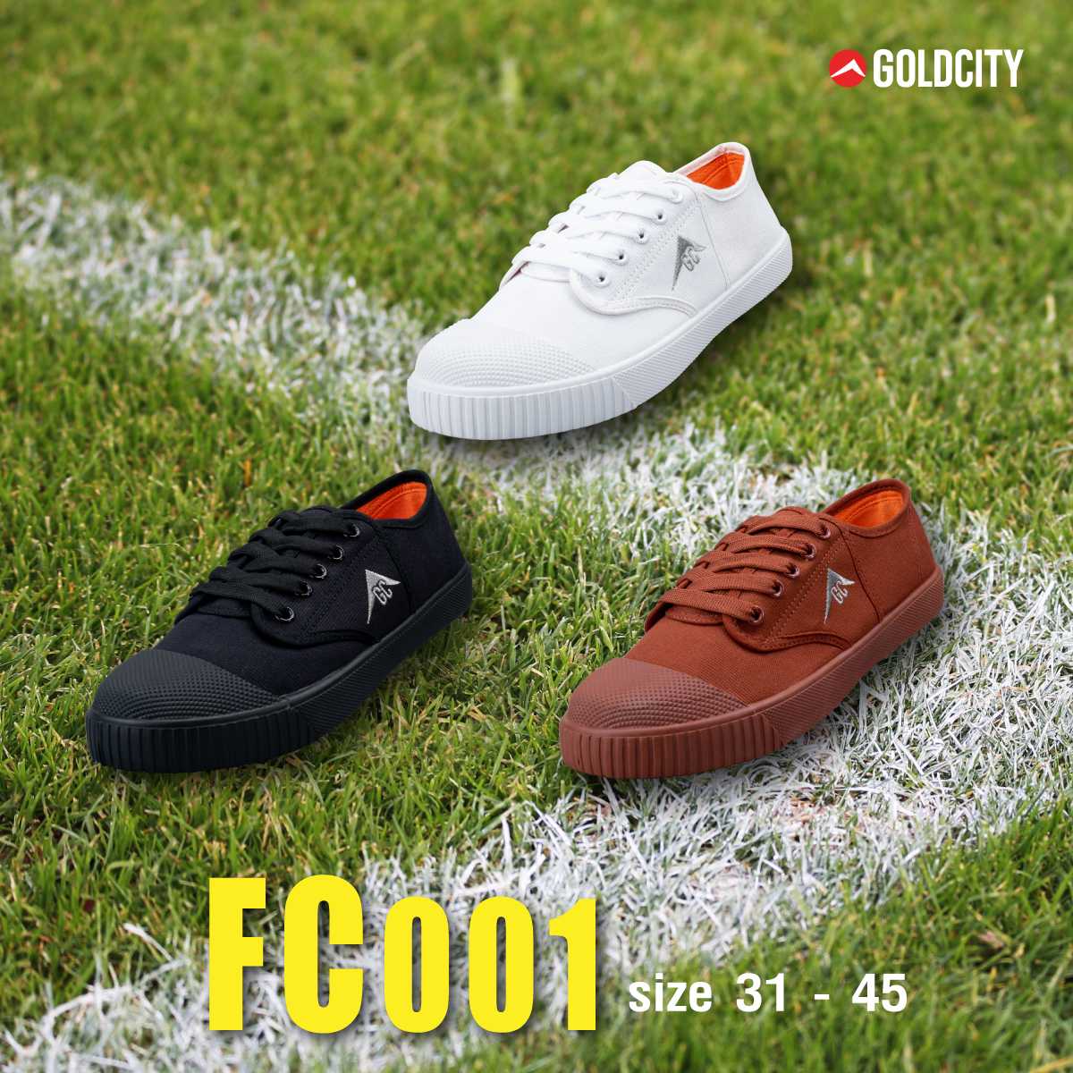 รองเท้าผ้าใบนักเรียน คุณภาพดี พื้นยางพารา ราคาถูก GOLDCITY  รุ่น FC001