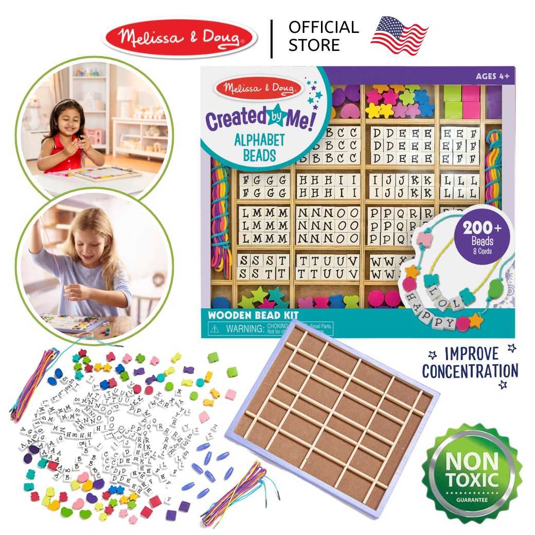 (ของแท้ USA) ของเล่นร้อยลูกปัดไม้ ร้อยเชือก อักษร A-Z ผสมคำ Melissa Doug Alphabet ABC Bead Set 3774