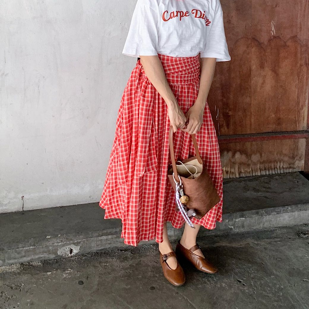 Tie belt scot skirt