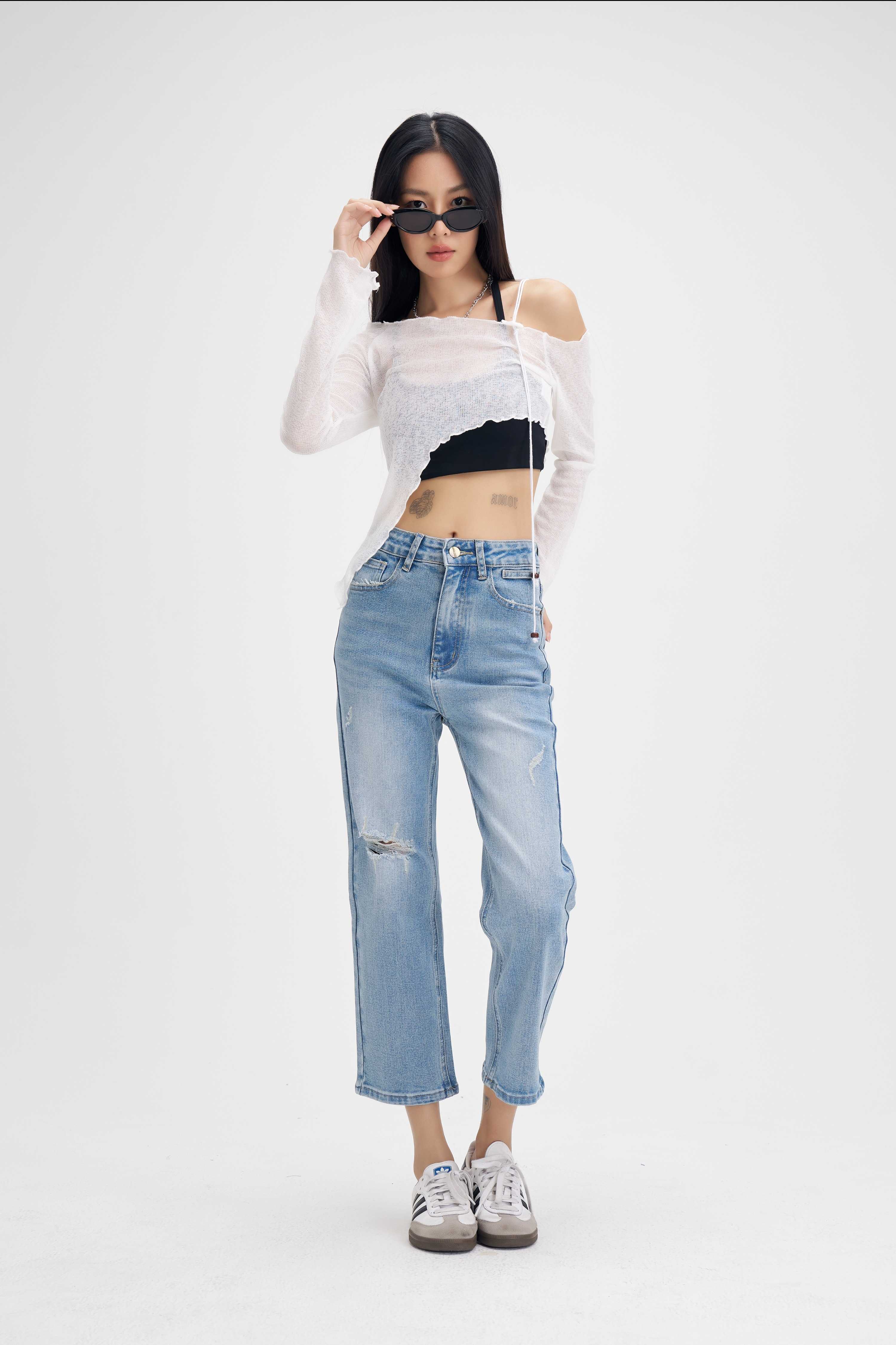 Niyom Jeans collection Aloha : รุ่น B302 กระบอก สียีนส์