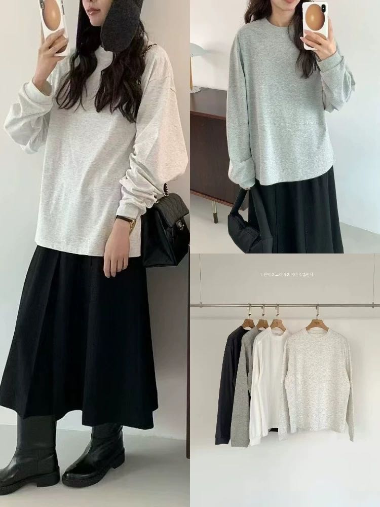 (พร้อมส่ง) Egg(KOREA) pullover long sleeve Cotton T-shirt 