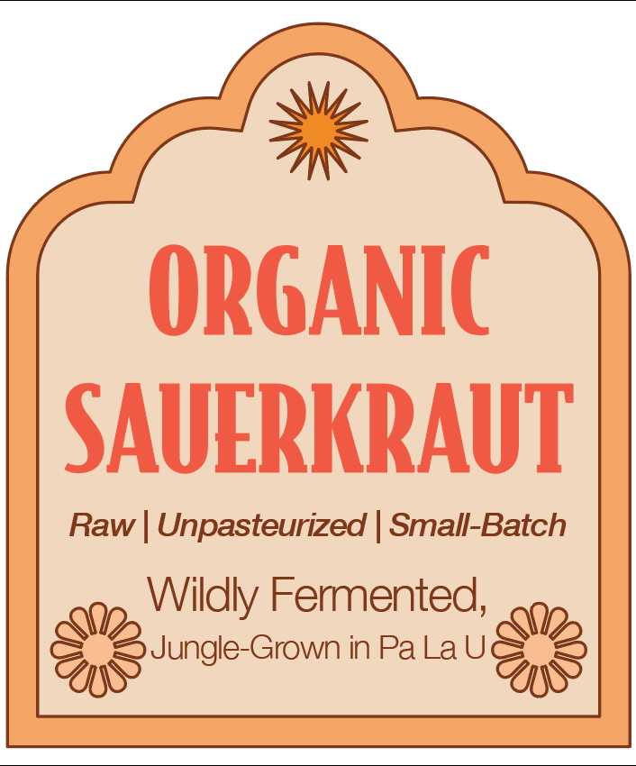 Organic Sauerkraut 820g. | Wildly Fermented, Jungle-Grown in Pa La U