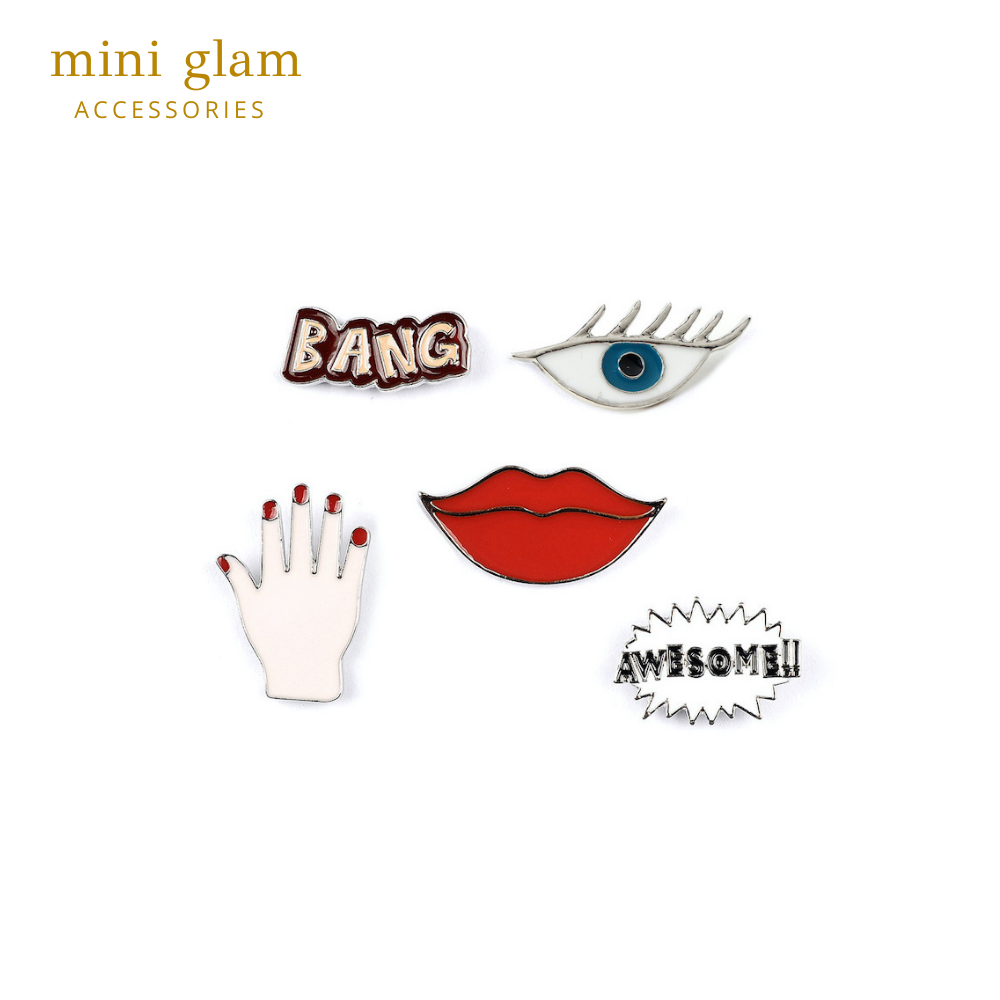 Miniglam Red Lip Brooch Set