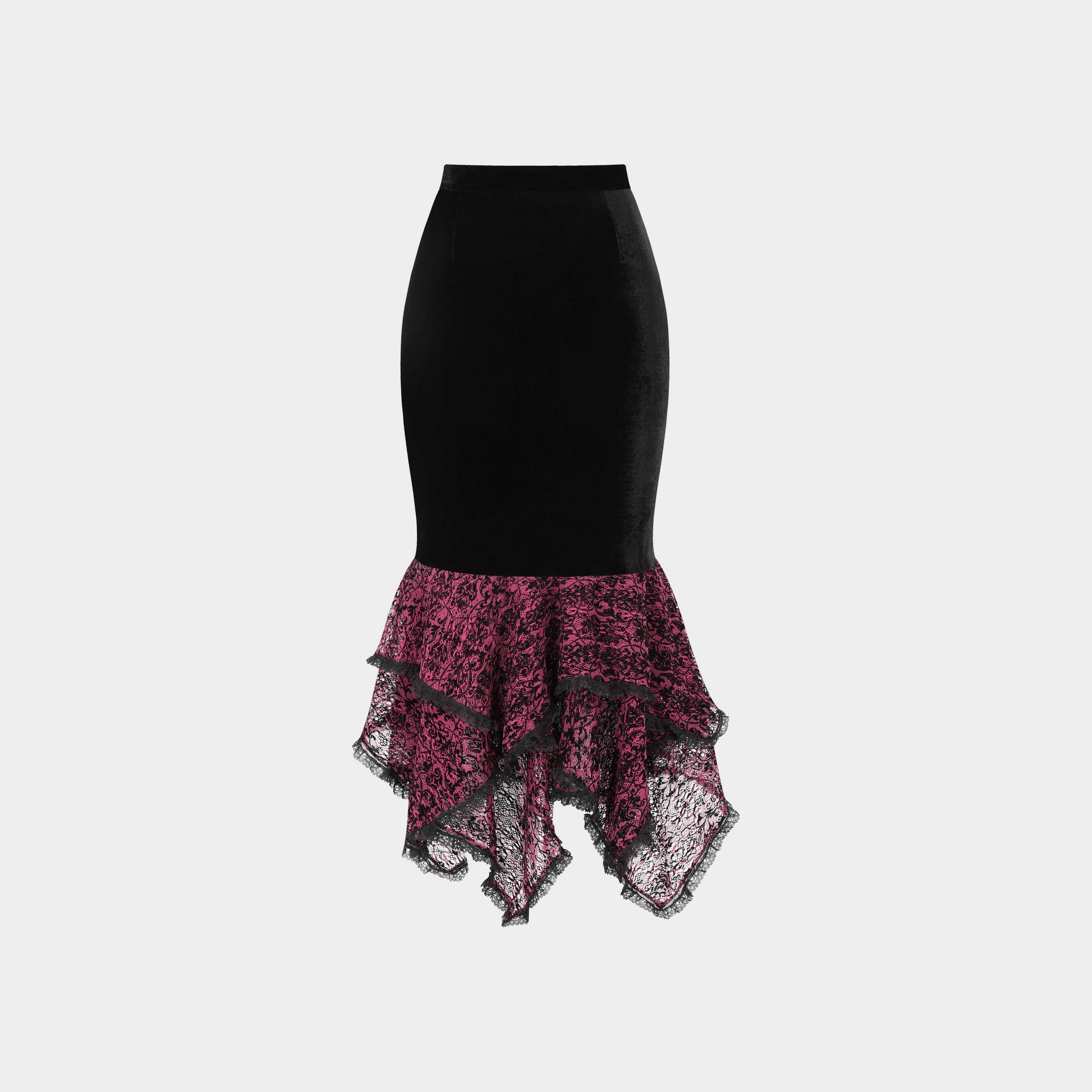 Nabi Club – Velvet Lace Skirt [Pink]