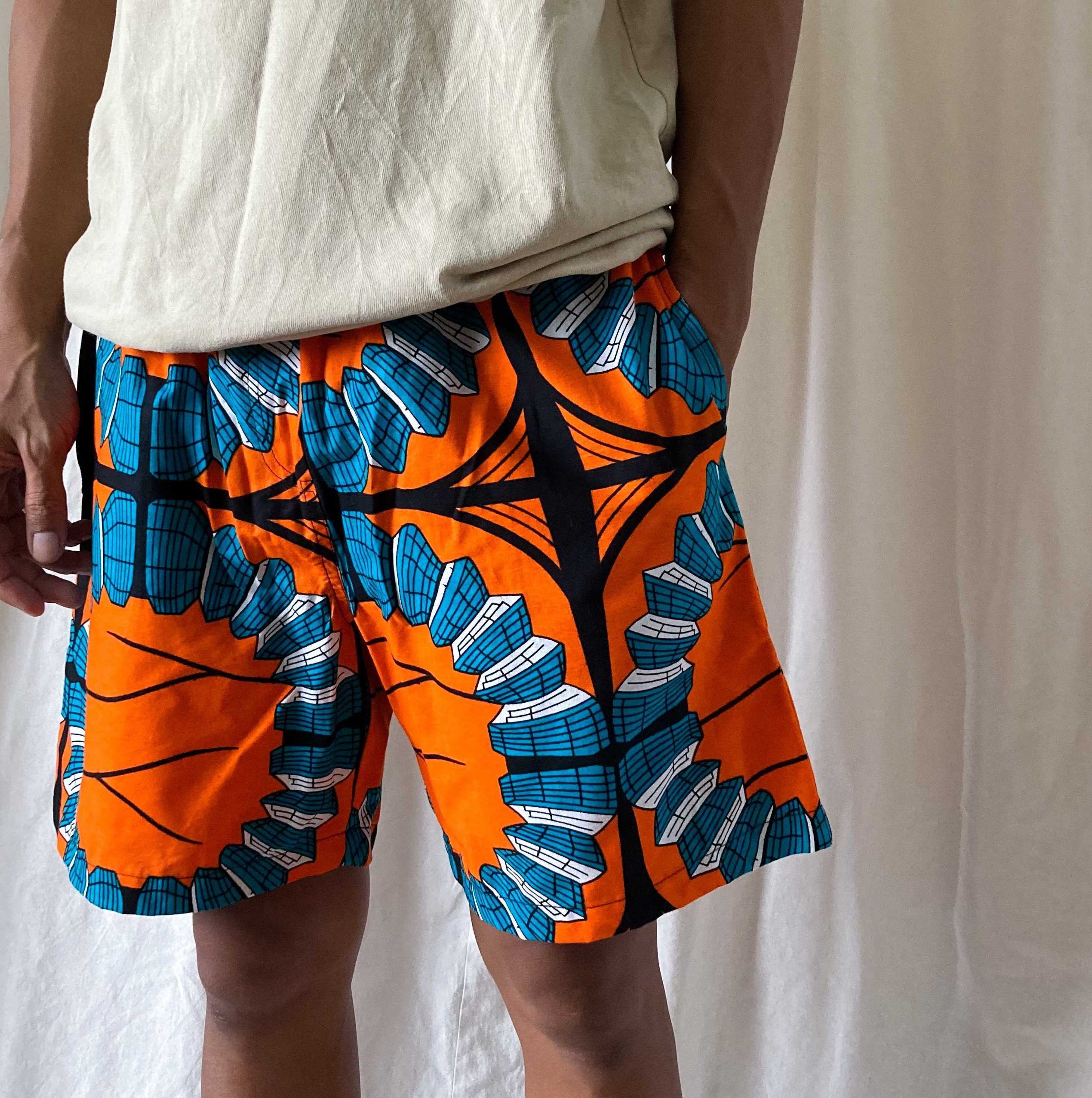 African batik men's shorts| アフリカンバティック メンズショートパンツ 【SP-211W】MERMEO