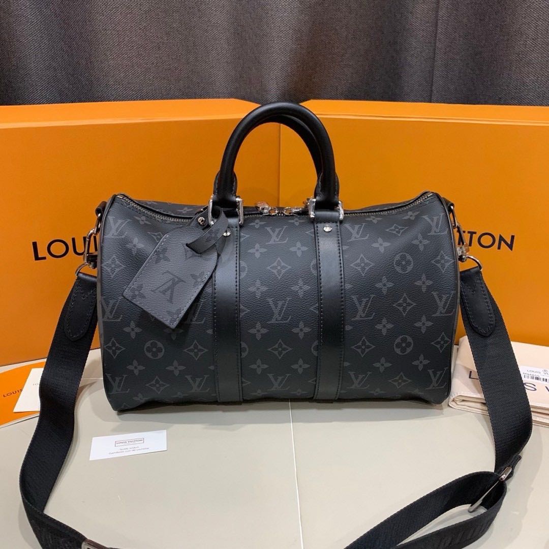 LOUIS VUITTON LV MONOGRAM ECLIPSE KEEPALL BANDOULIERE 35