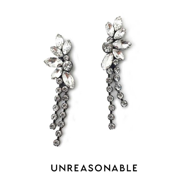 ต่างหู Crystal ต่างหูคลิป ต่างหูก้านเงินแท้ น้ำหนักเบา สวยใส่สบาย UA0726-01 Unreasonable Accessories