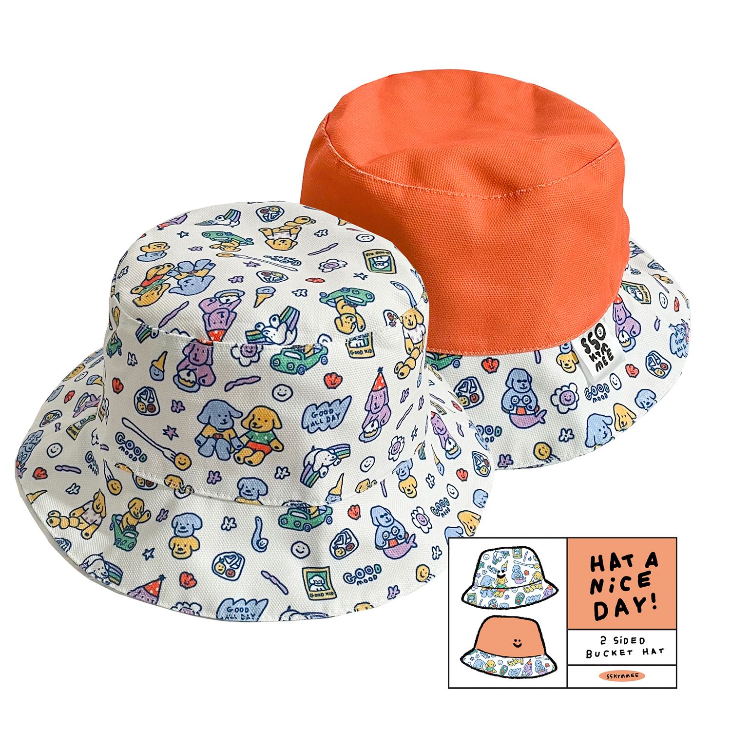 2sided bucket hat - good mood