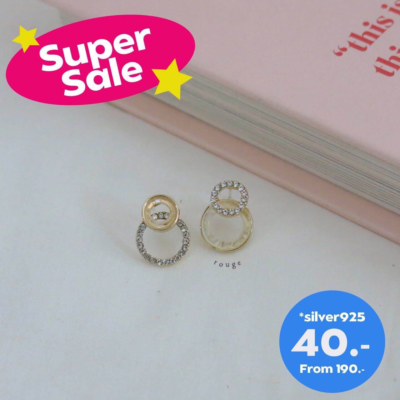 gold and crystal circle (925) เงินแท้