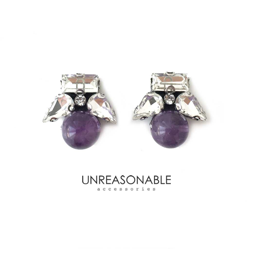 ต่างหูพลอยแท้ 100% Amethyst : Lucky Stone (UA0631-03)