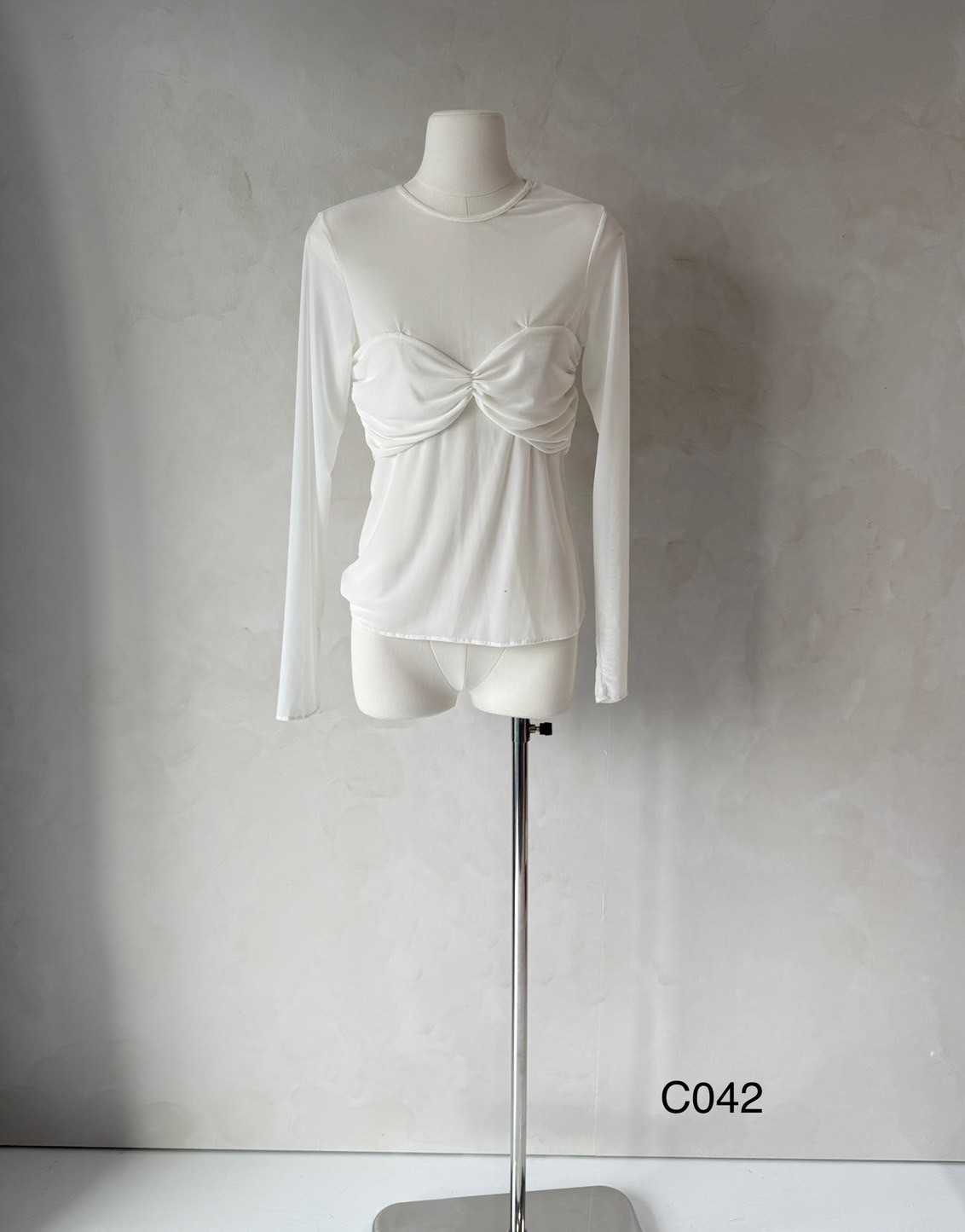 C042 I  White See Through Top เสื้อซีทรู