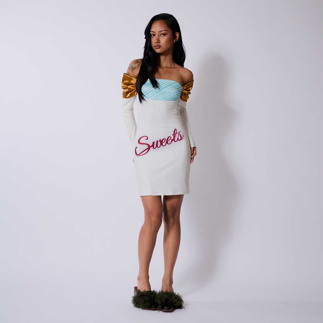 BLACKDOG BKK-AW2419-Sweets mini dress-เดรสสั้นผ้ายืดพิมพ์ลาย