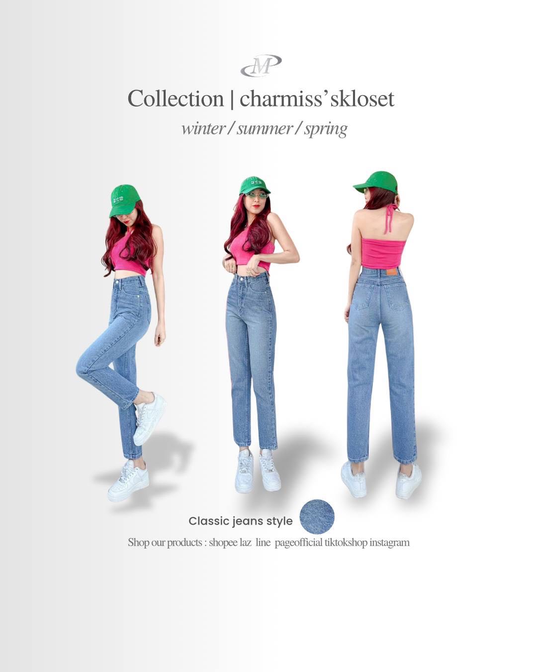 Estellajeans🍒ยีนส์ทรงบอยไม่แต่งขาดเอวสูงพลางหุ่นยีนส์ขายาวผู้หญิงสีละมุน💗
