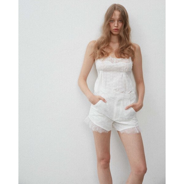 LANDMEE Lace eyelet shorts