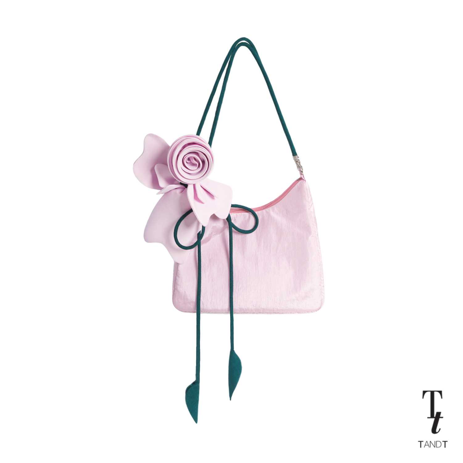 TandT - PINK BLOOM BAG - LILLY AND ROSE HAND-CRAFTED NYLON SHOULDER BAG