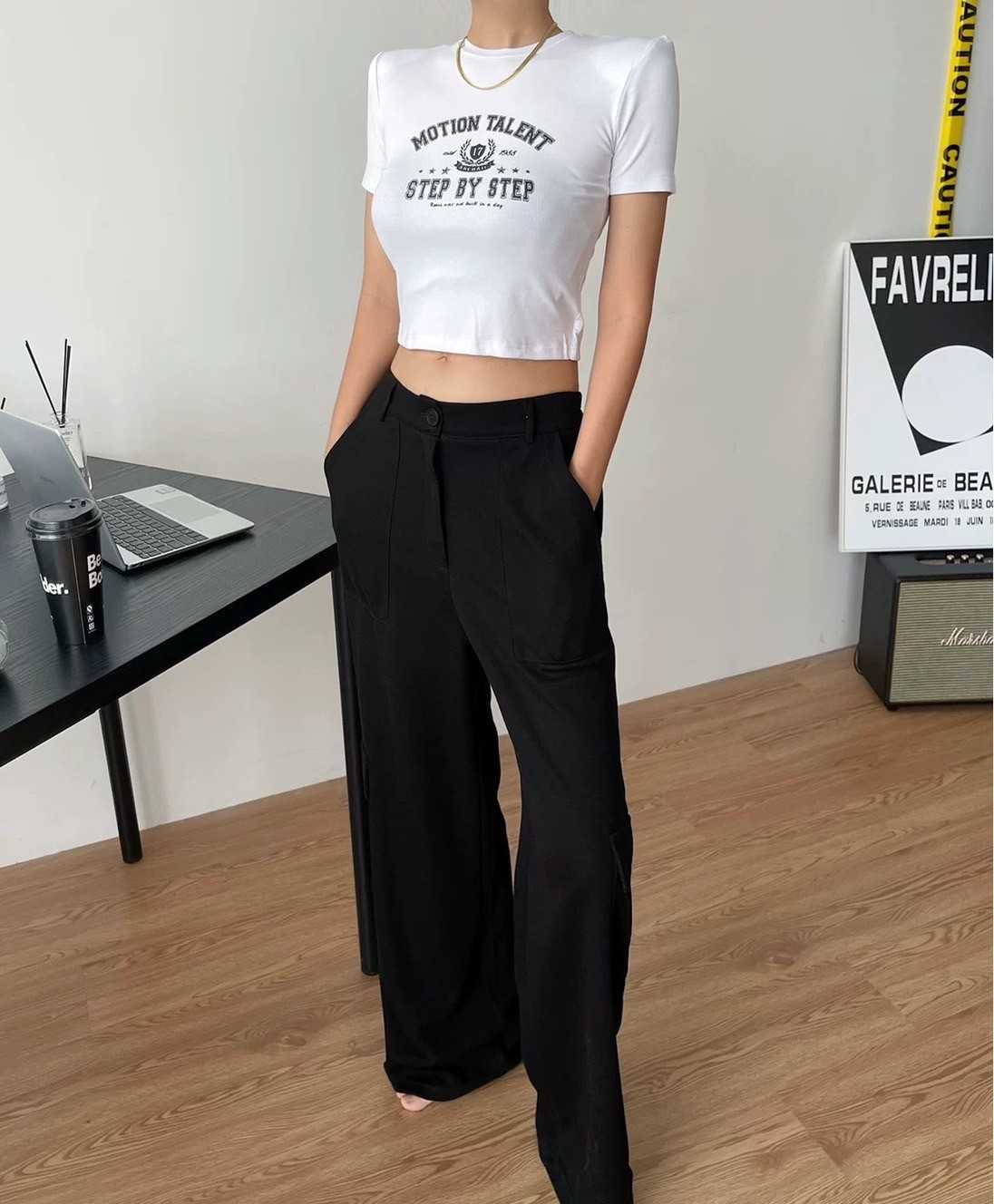 ( SALE ) STRAIGHT CARGO PANTS / สีดำ
