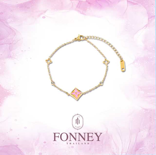 NEW สร้อยข้อมือรุ่นดอกไม้สีชมพู  FO-001