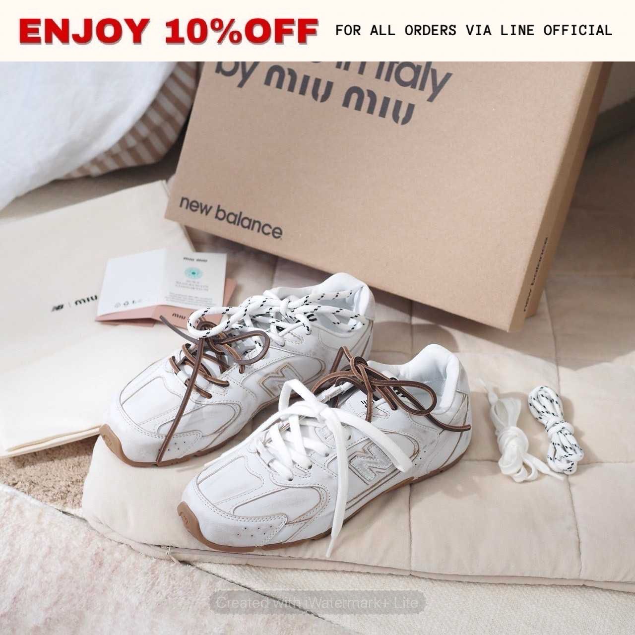 NEW! NEW BALANCE X MIUMIU 530 SL Sneakers สี White | Shoes