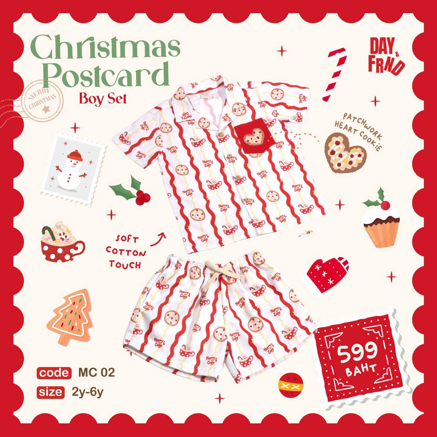(พร้อมส่ง)Christmas Postcard Boy Set MC02