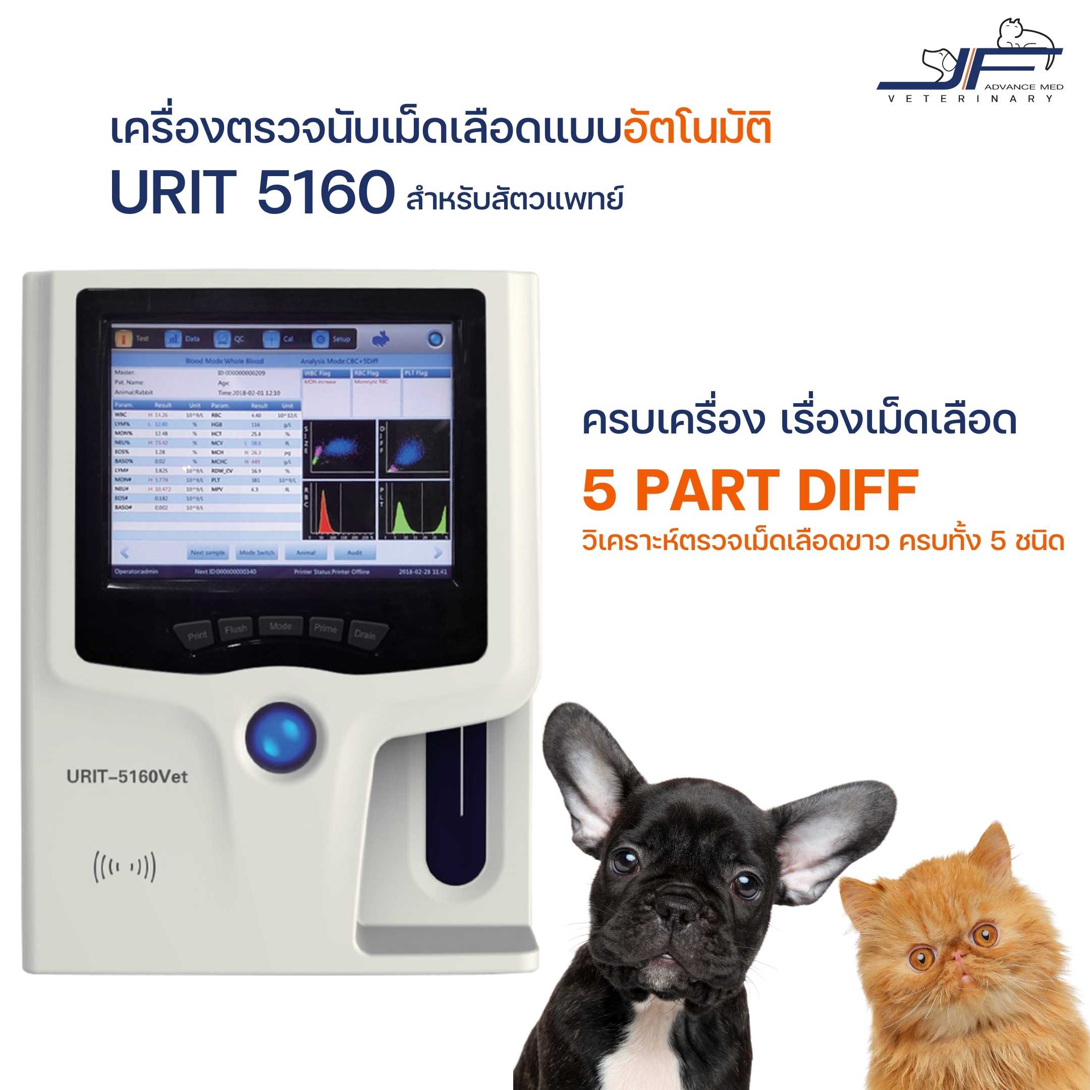 เครื่องตรวจนับเม็ดเลือดอัตโนมัติ URIT 5160