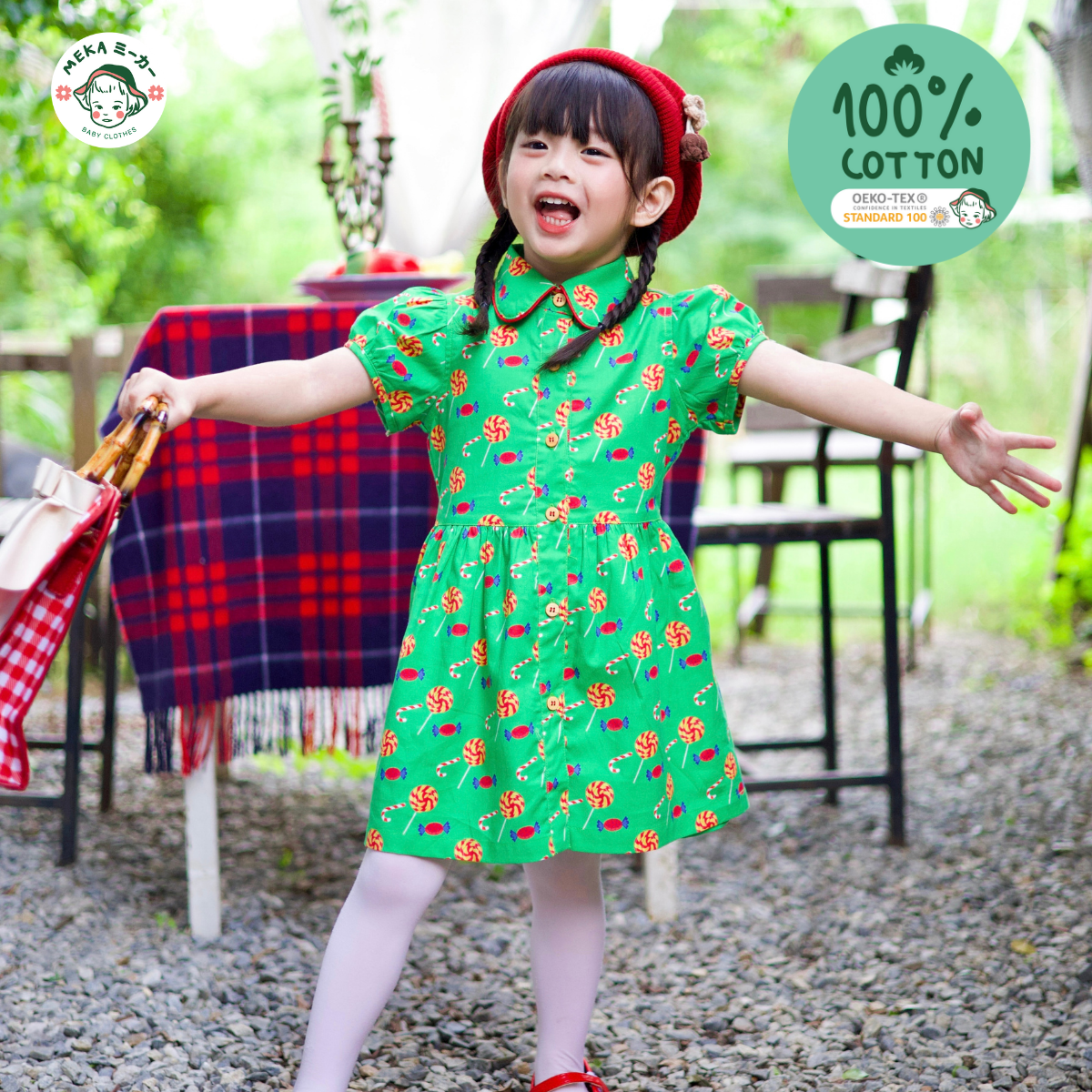 ชุดเดรส เด็กผู้หญิง Cotton 100% ลาย Candy Land Dress
