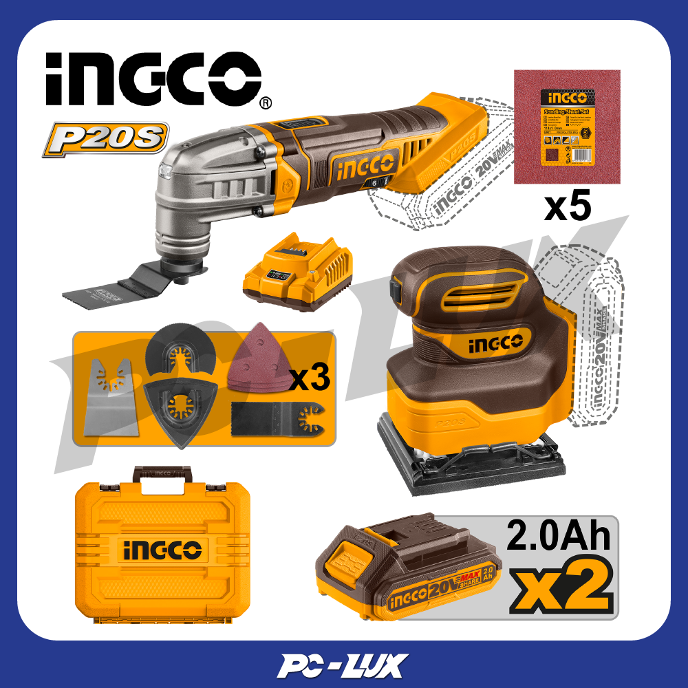INGCO Combo Set เครื่องอเนกประสงค์+เครื่องขัดกระดาษทราย CKLI20276