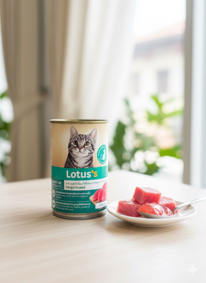 อาหารแมว Lotus's ทูน่าในเยลลี่ (Tuna in Jelly) สำหรับแมวโต 400 กรัม เนื้อปลาเน้นๆ น้องแมวชอบแน่นอน