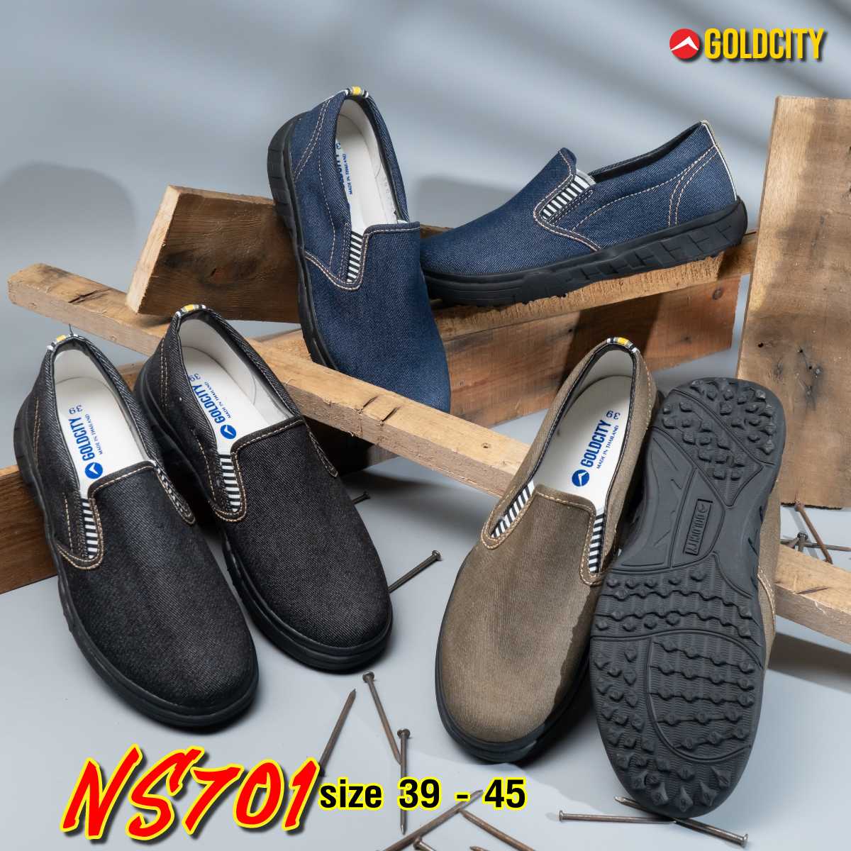 รองเท้าผ้าใบแฟชั่นรองเท้าสลิปออน GOLDCITY รุ่น NS701