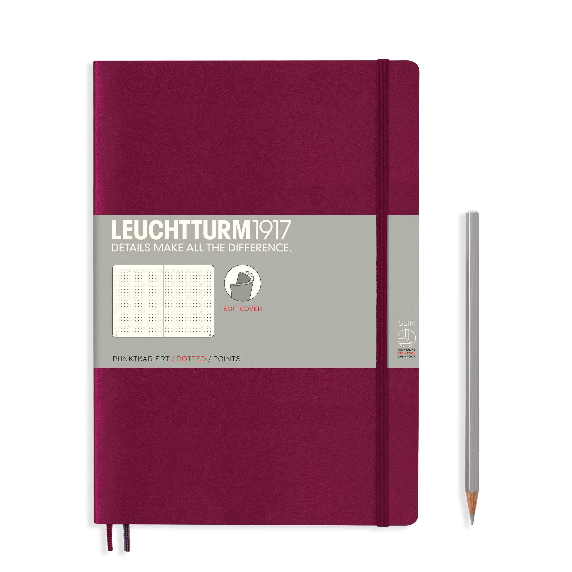 Leuchtturm1917 Softcover Notebooks Port Red สมุดโน๊ต Leuchtturm1917 ปกอ่อน สีแดงเข้ม