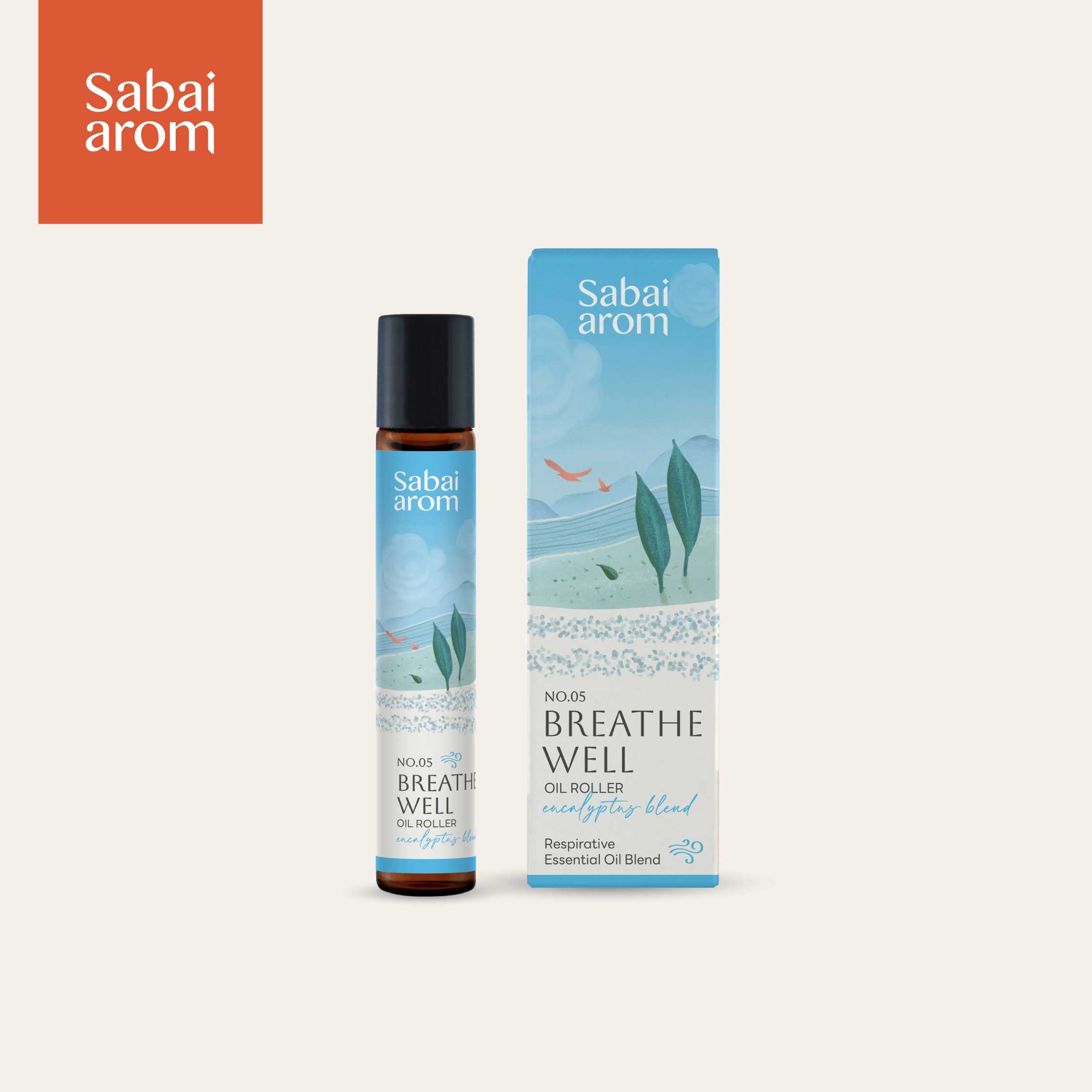 SabaiArom NO.5 Breathe Well Essential Oils Spot Roller ลูกกลิ้งน้ำมันหอมระเหย เพื่อความโปร่งสบาย