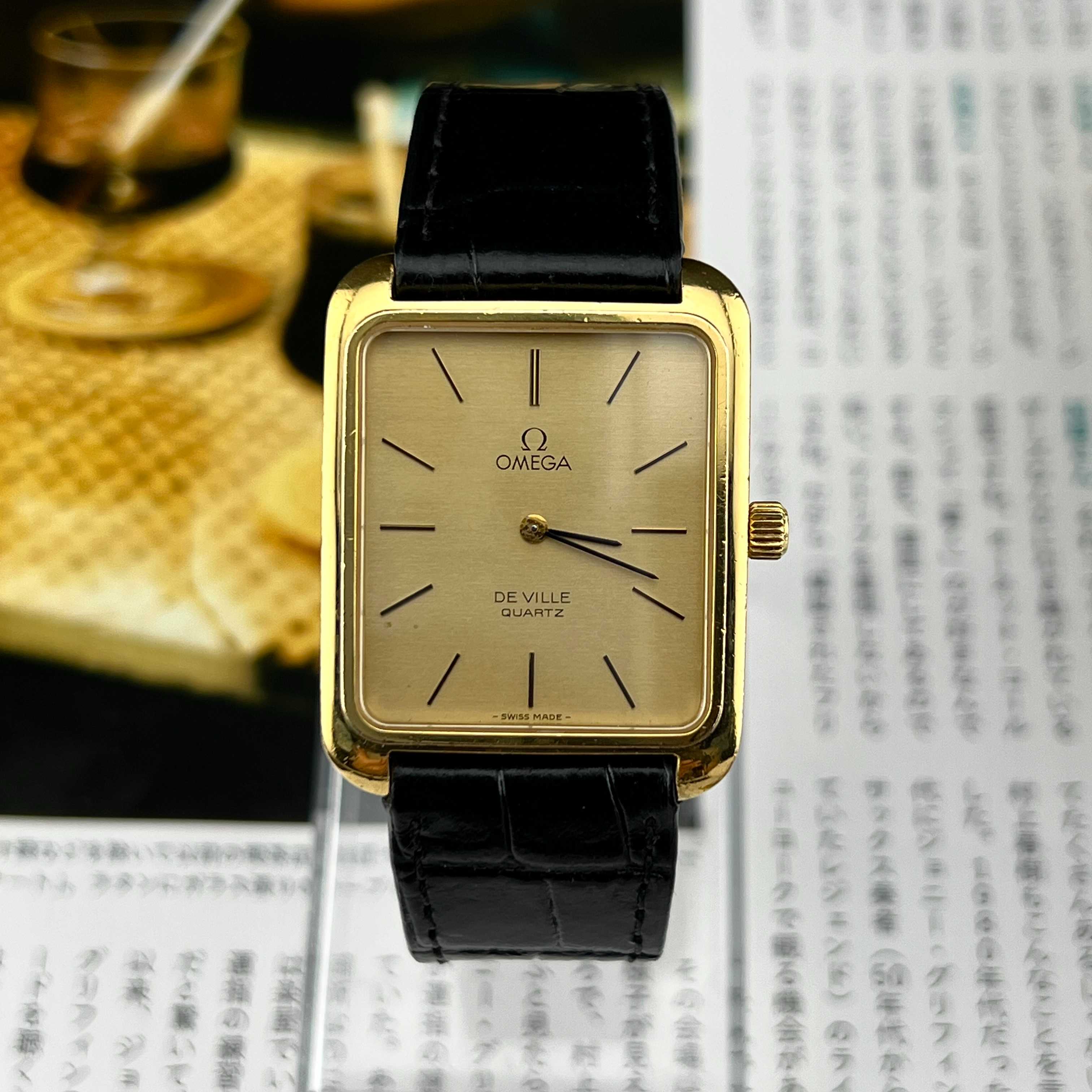 Vintage Omega De Ville Tank Quartz Gold Dial Ref.191.0049 Cal.1330 Swiss Made 1979