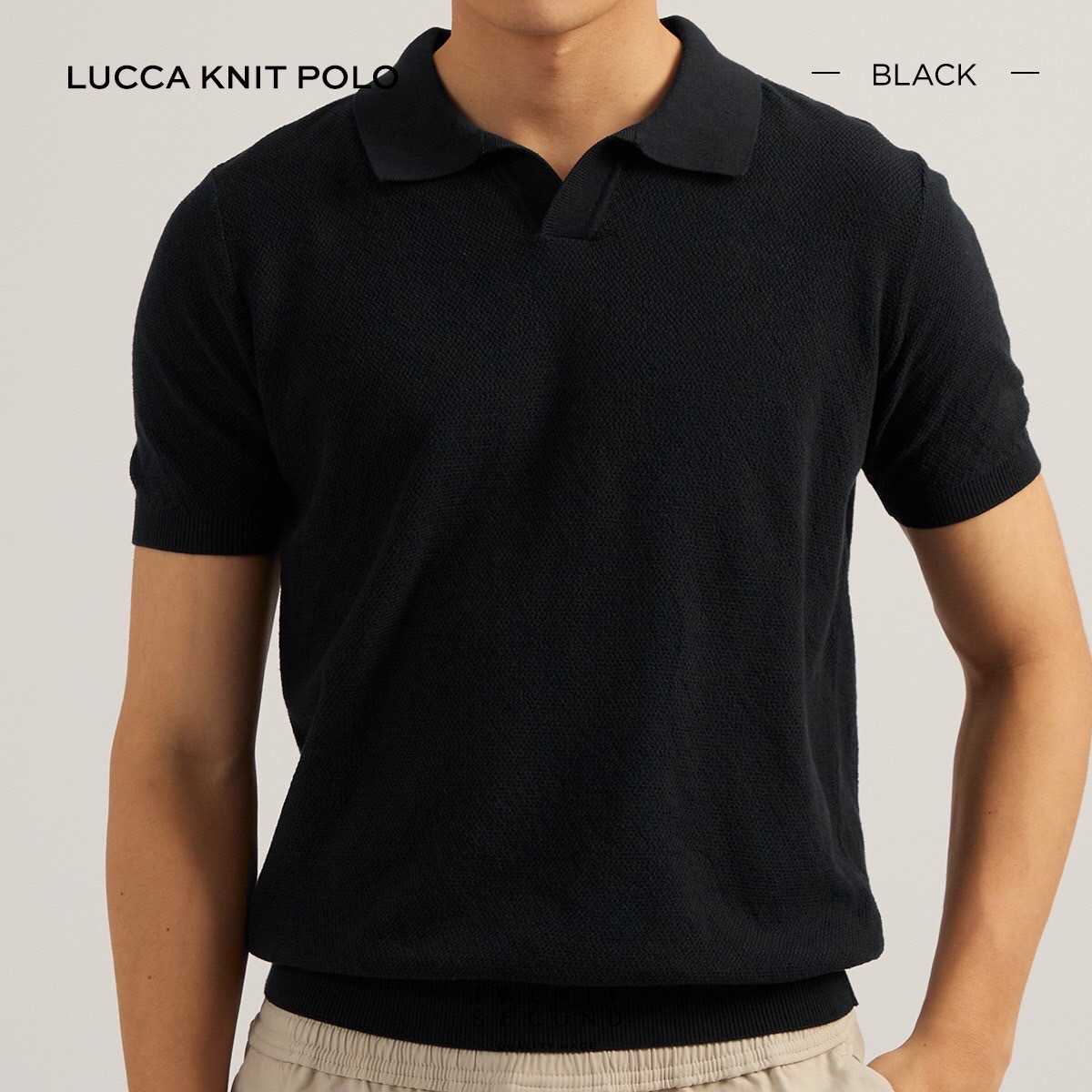 LUCCA KNIT POLO - BLACK