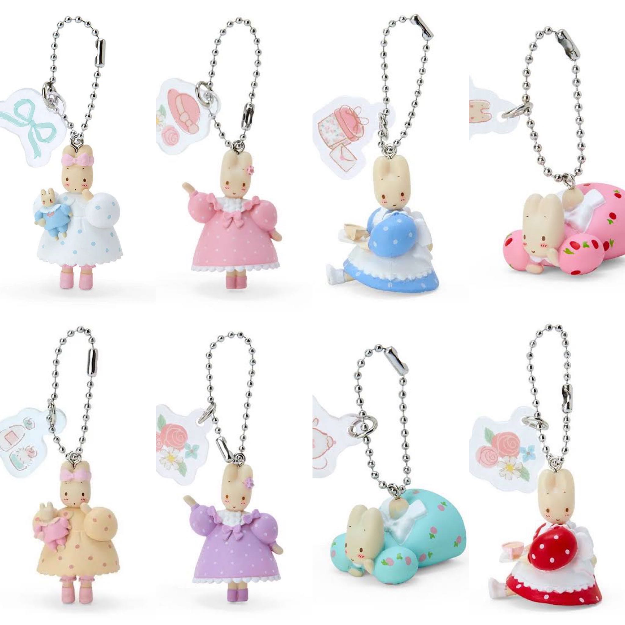 Maroon Cream Set Mini Keychain 8 pcs. 