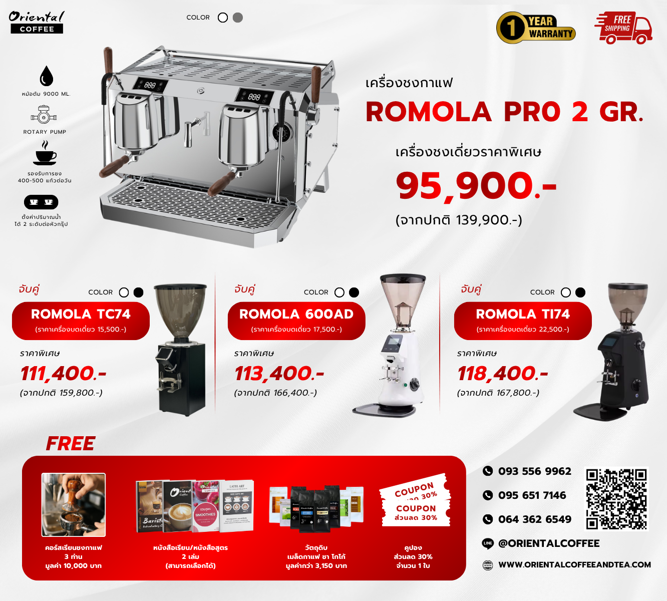 เซ็ตเครื่องชงกาแฟ ROMOLA Pro 2 Gr.