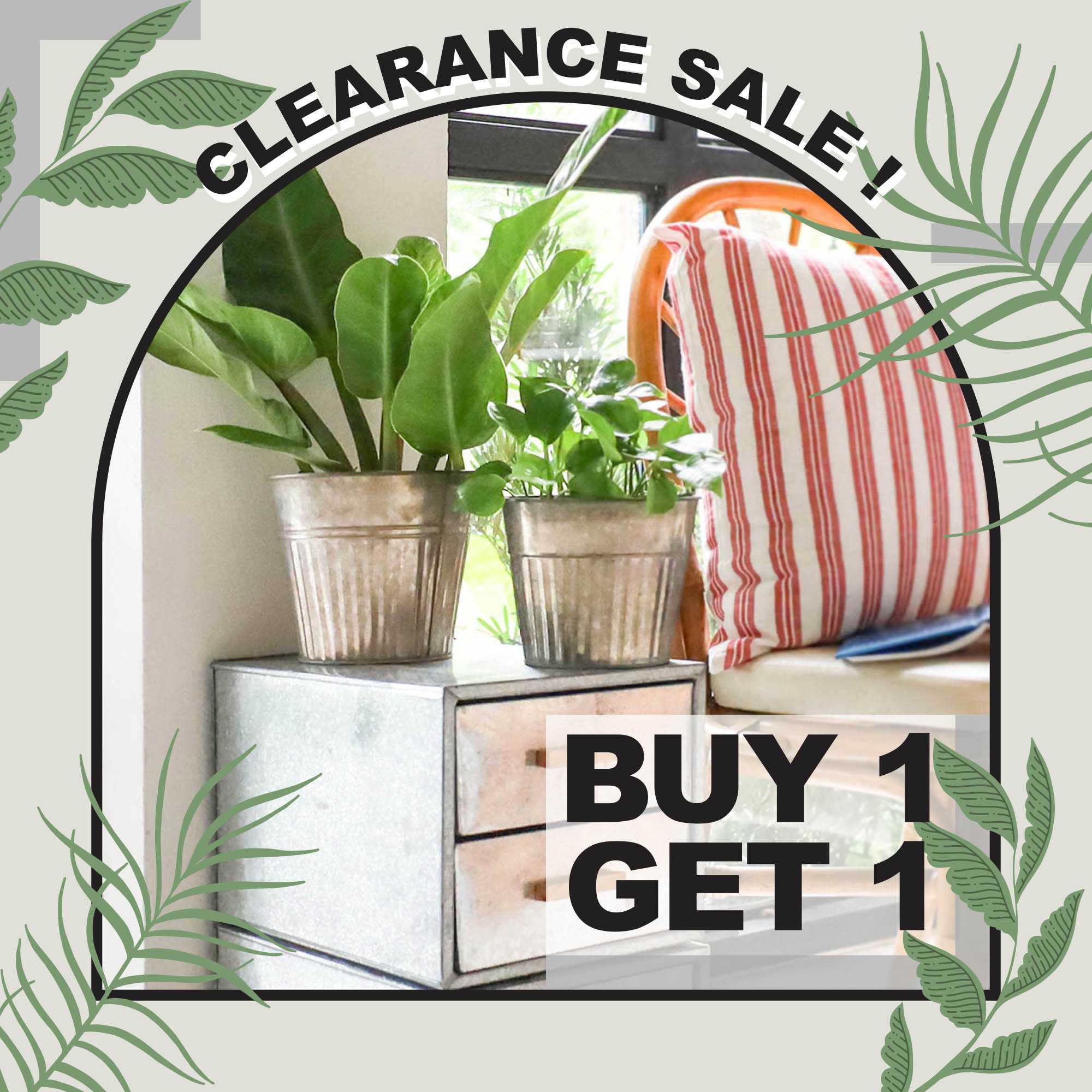 ซื้อ1แถม1 - กระถางลายพลีท สีวินเทจ | Planter Pot