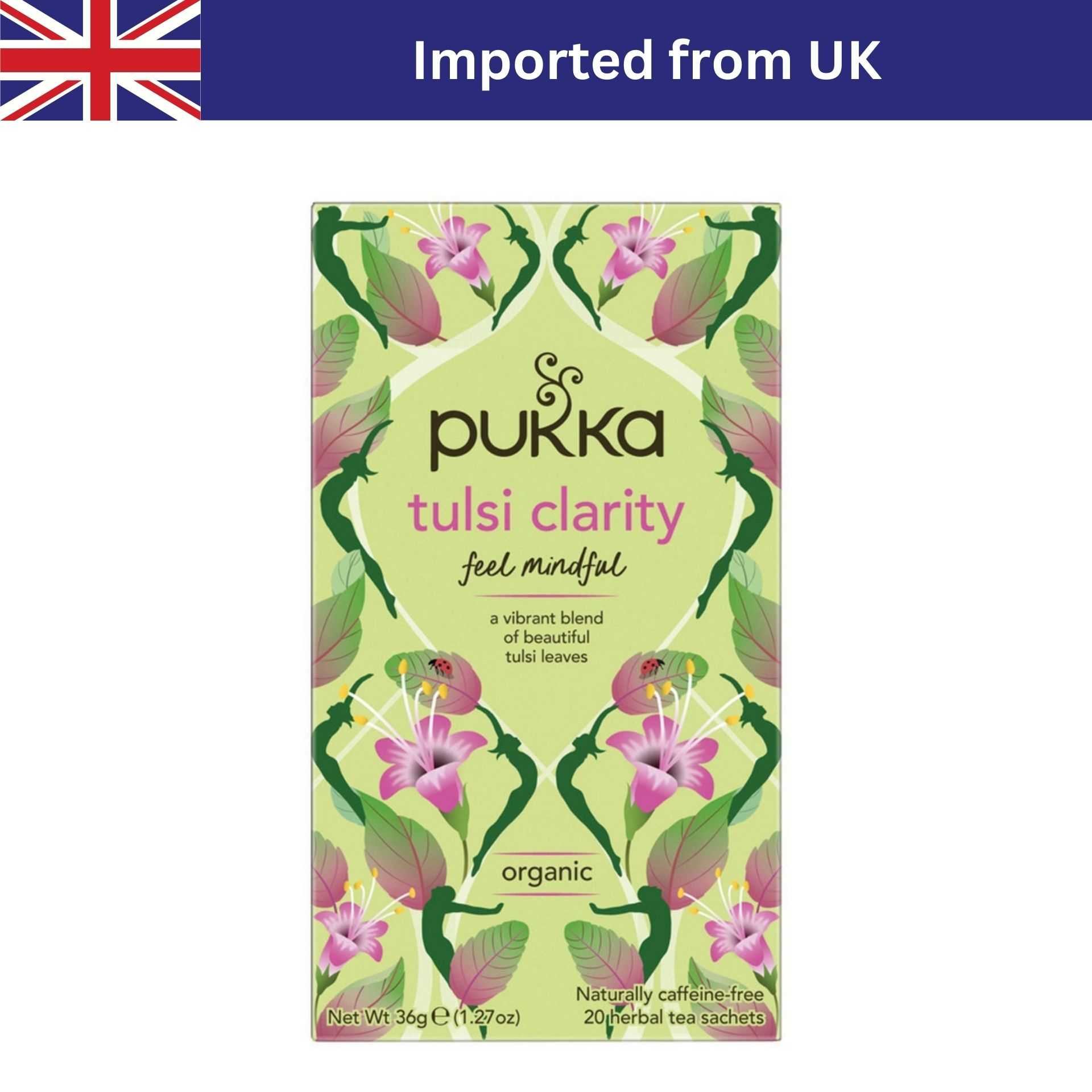 Pukka Tulsi Clarity Tea with Green, Purple & Lemon Tulsi (20 Bags / 36g) ชาอังกฤษ ชาซอง ชาออร์แกนิก