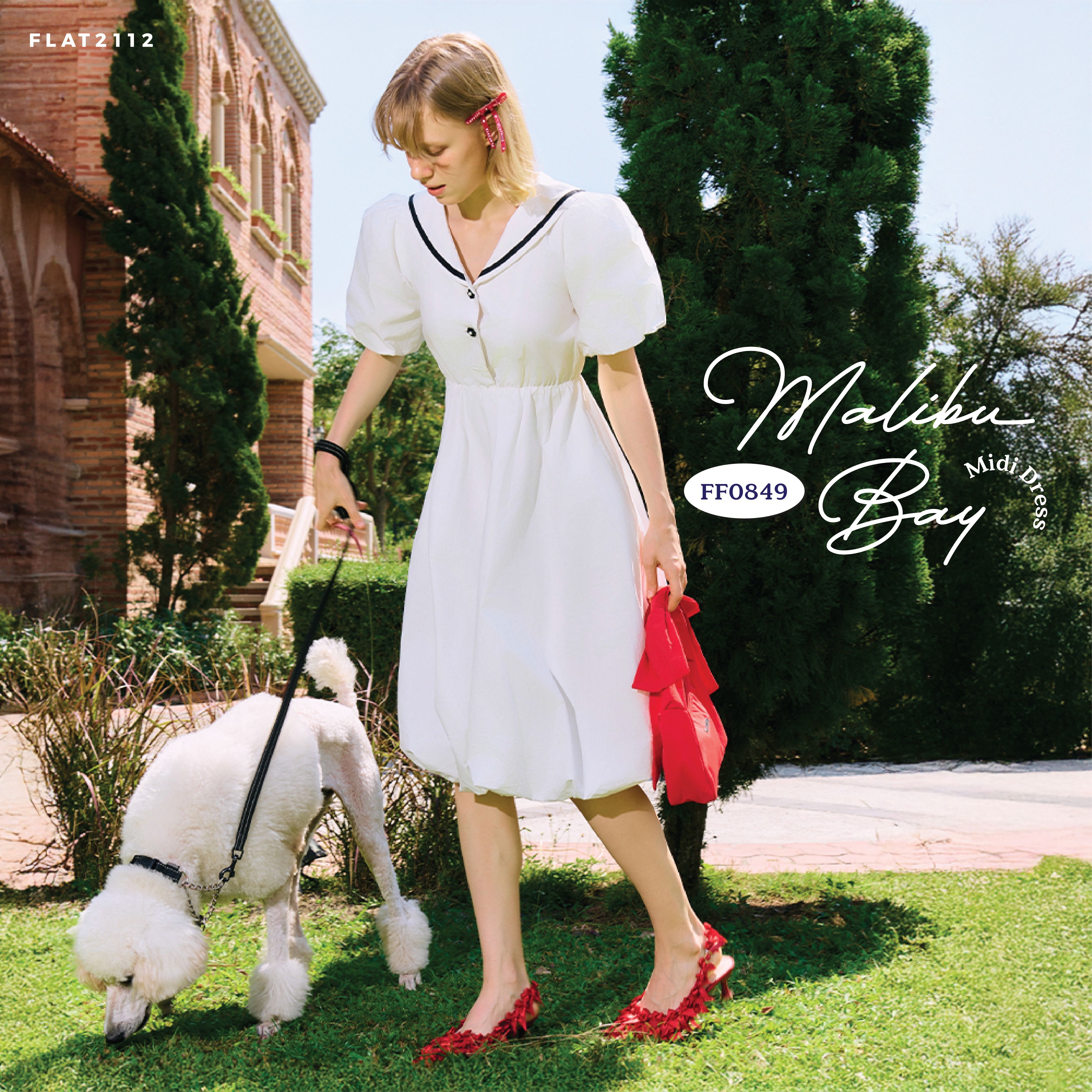 FLAT2112 FF0849 : MALIBU BAY MID DRESS เดรสปกกะลาสี เดรสยาว เดรสออกงาน กระโปรงบอลลูน