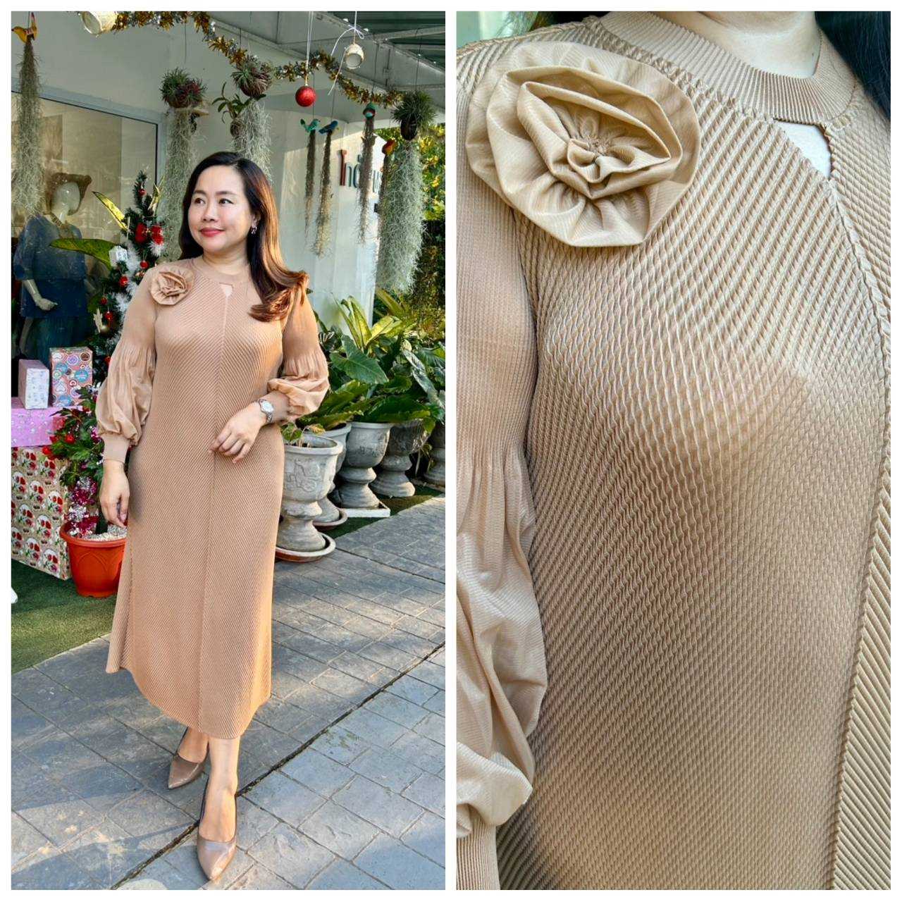 Pleatbynisa A612 เดรสอัดพลีท เนื้อผ้าPolyester100%