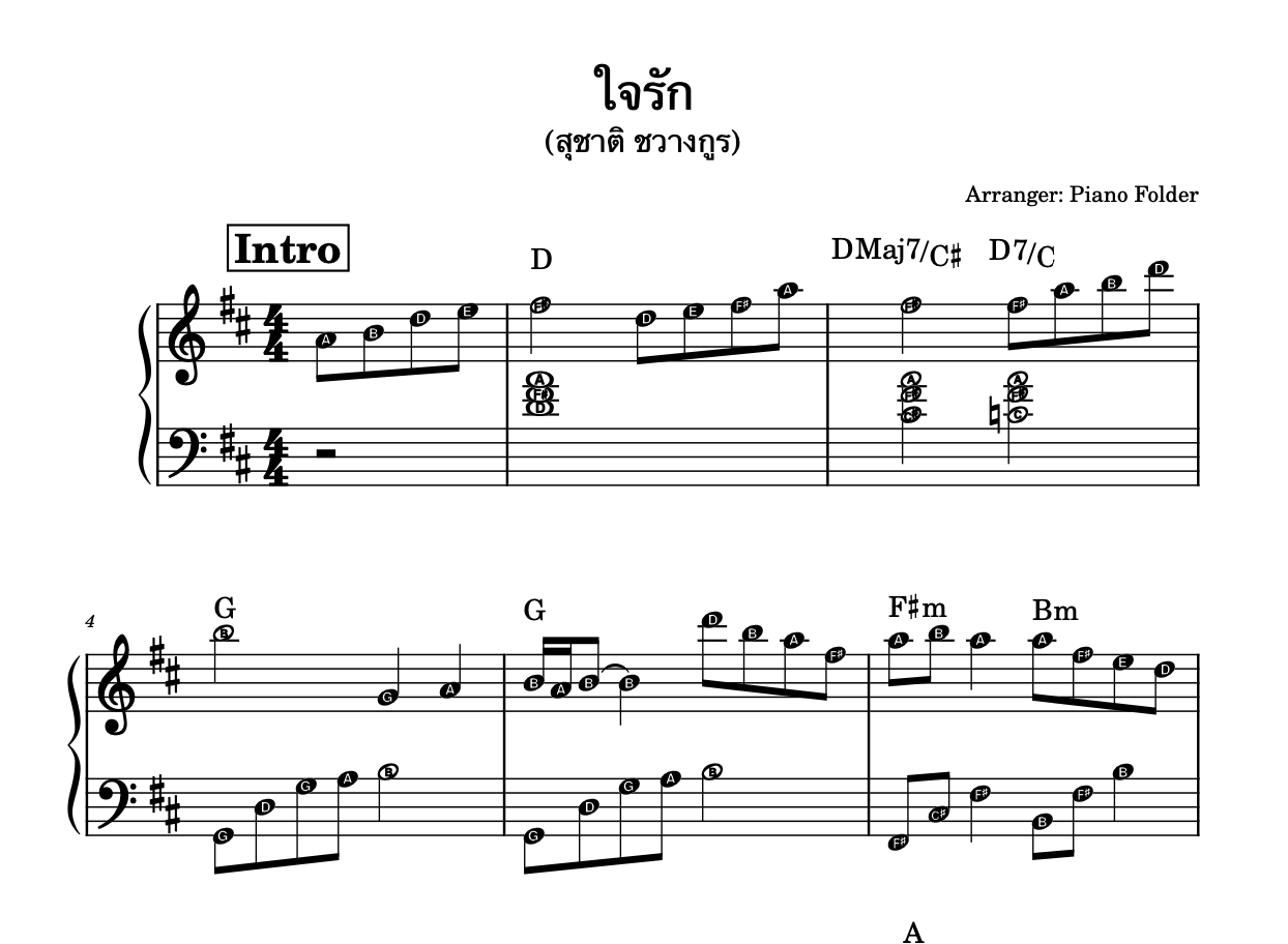 โน้ตเพลง ใจรัก - Piano Collection (Lv3)