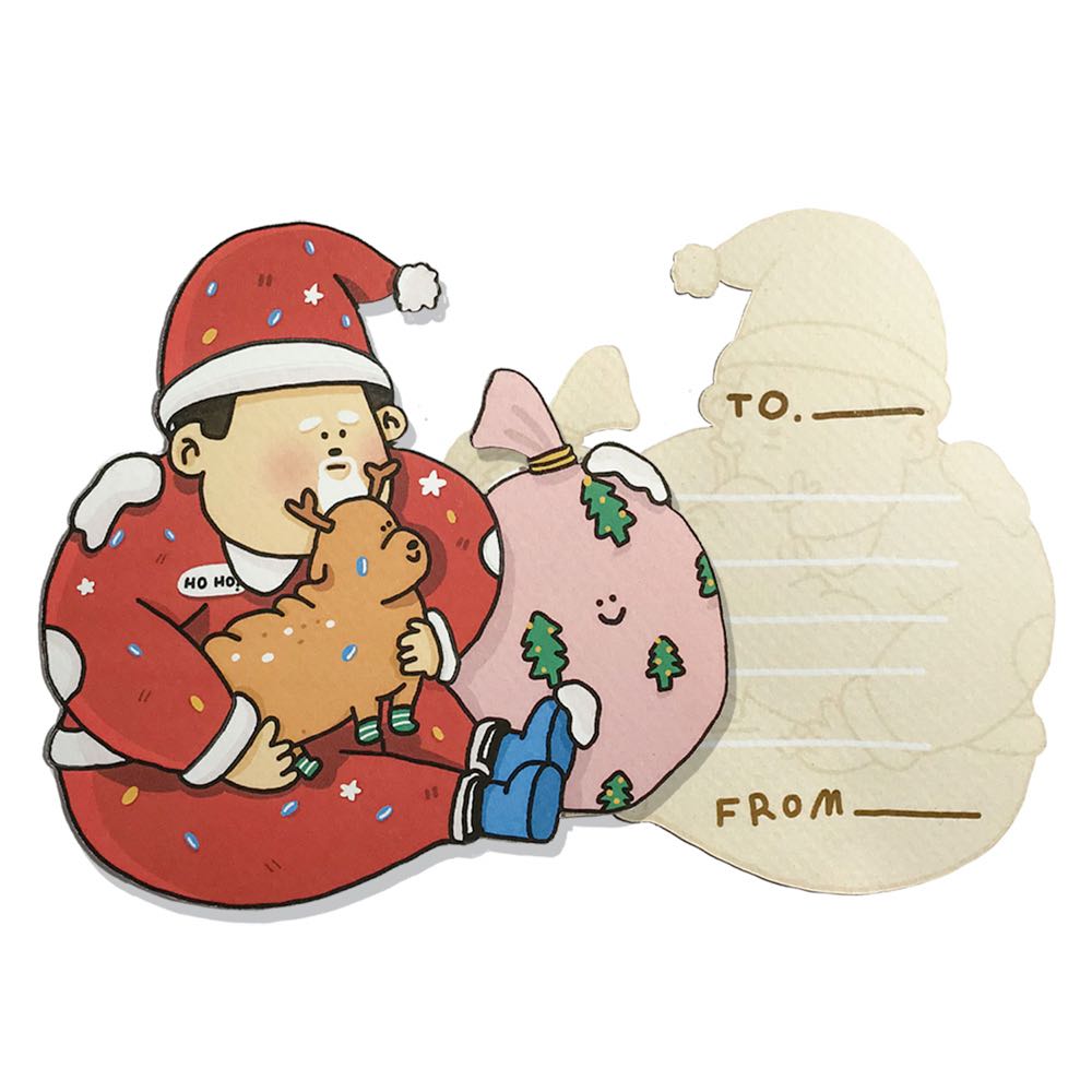 die cut postcard - fat santa