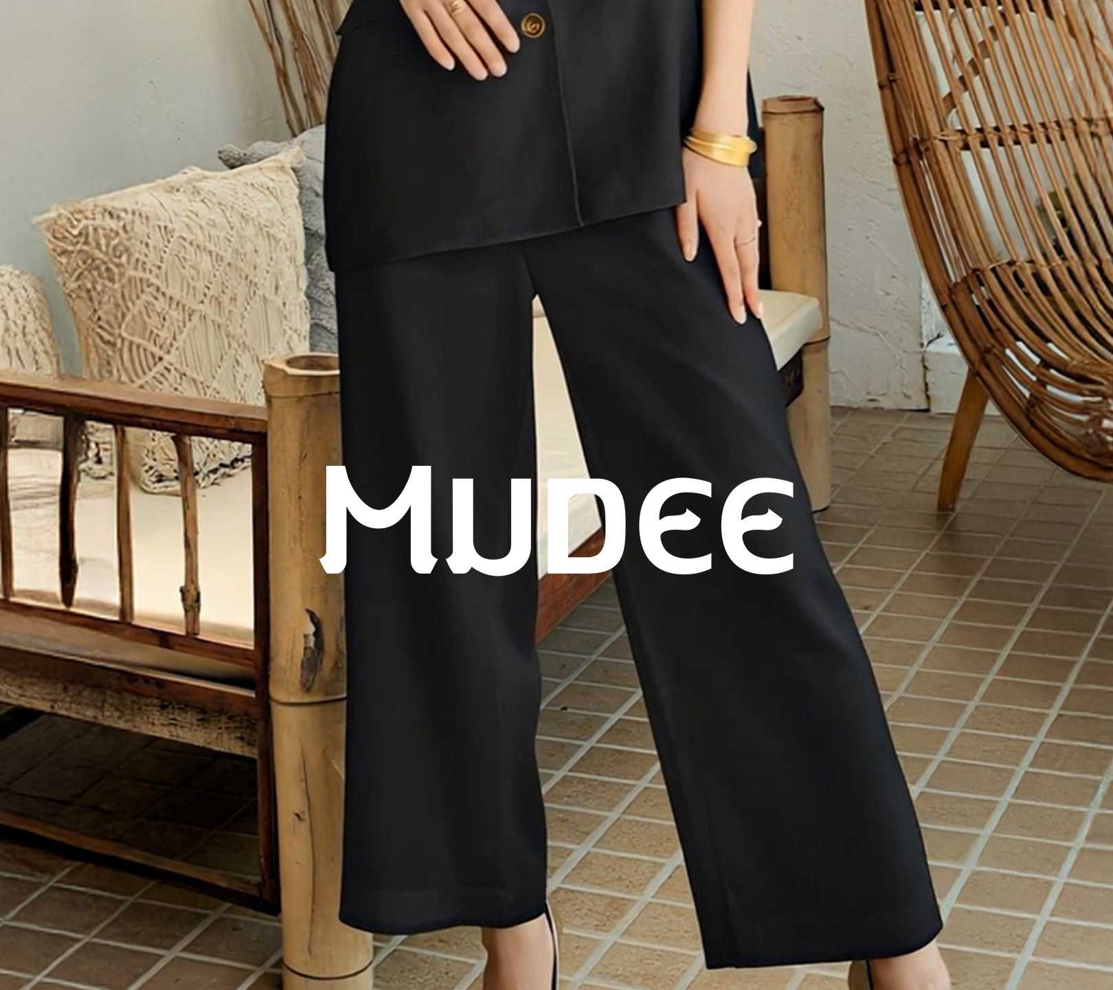 กางเกงขายาวซิปหน้า ผ้าลินิน 100%   Wide-Leg Long Pants