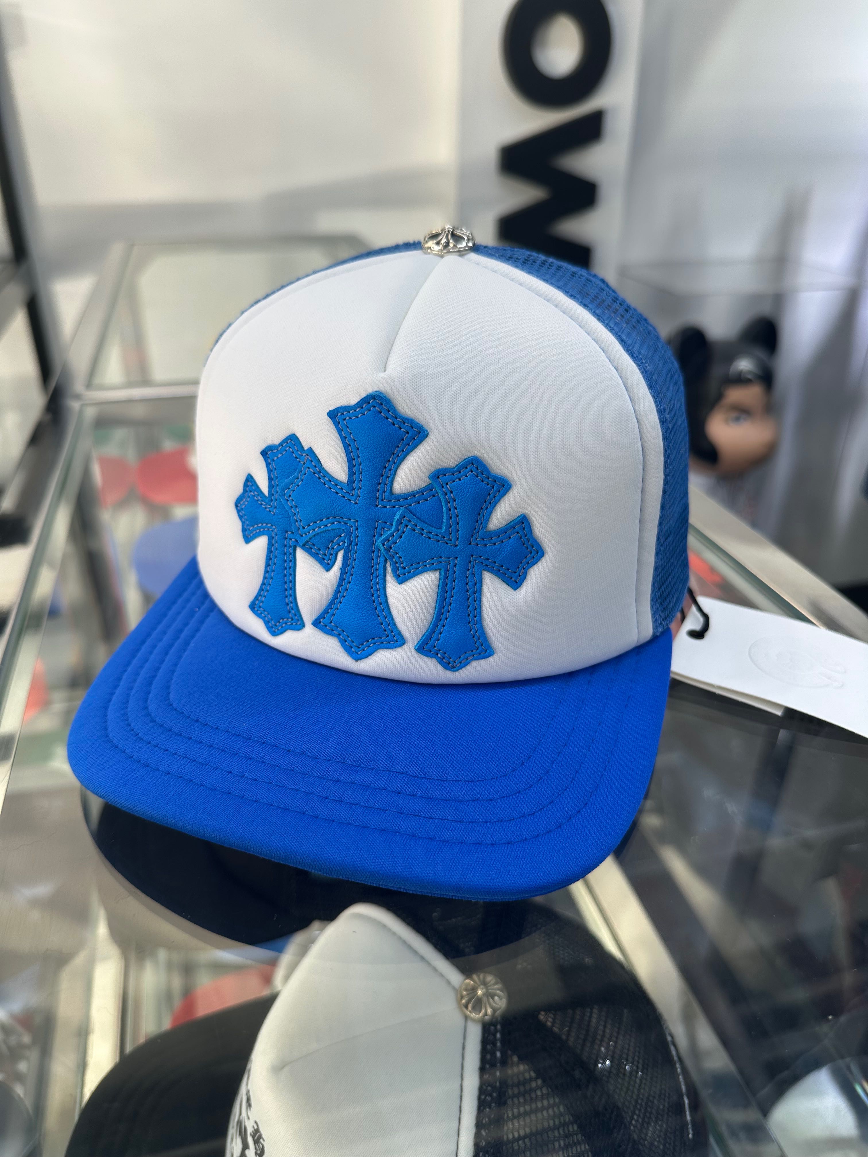 Chrome Hearts 3 Cross Blue Trucker Hats